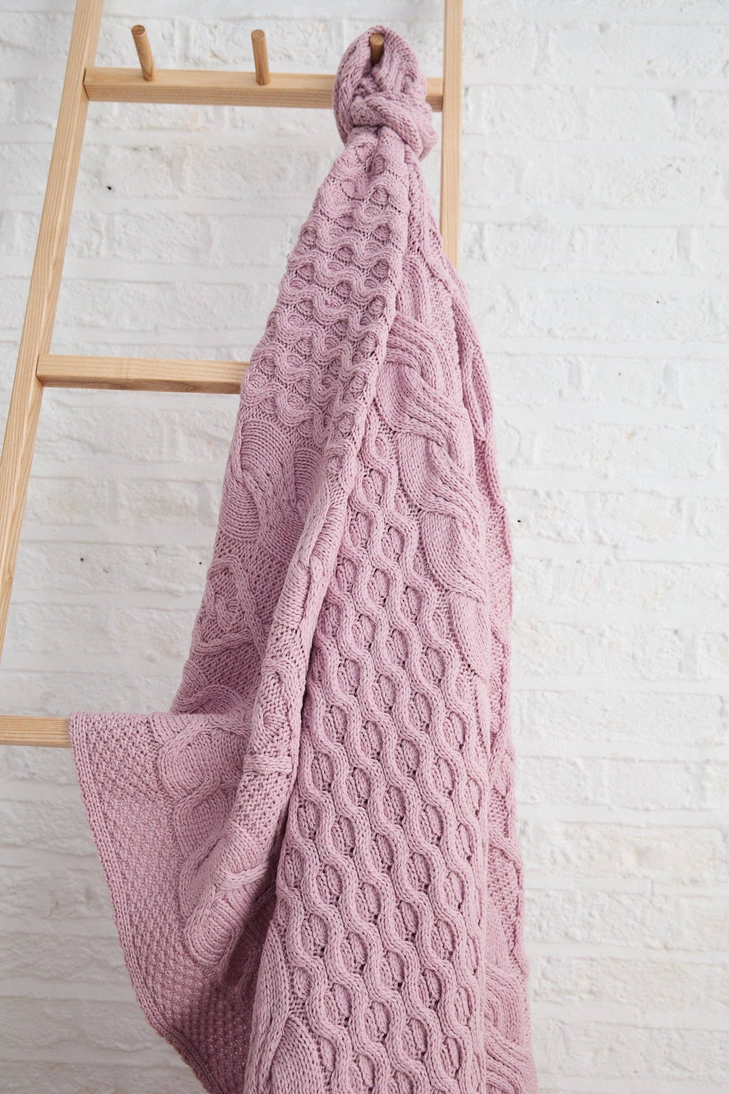 Dugort Honey, Diamond & Cable Aran Blanket