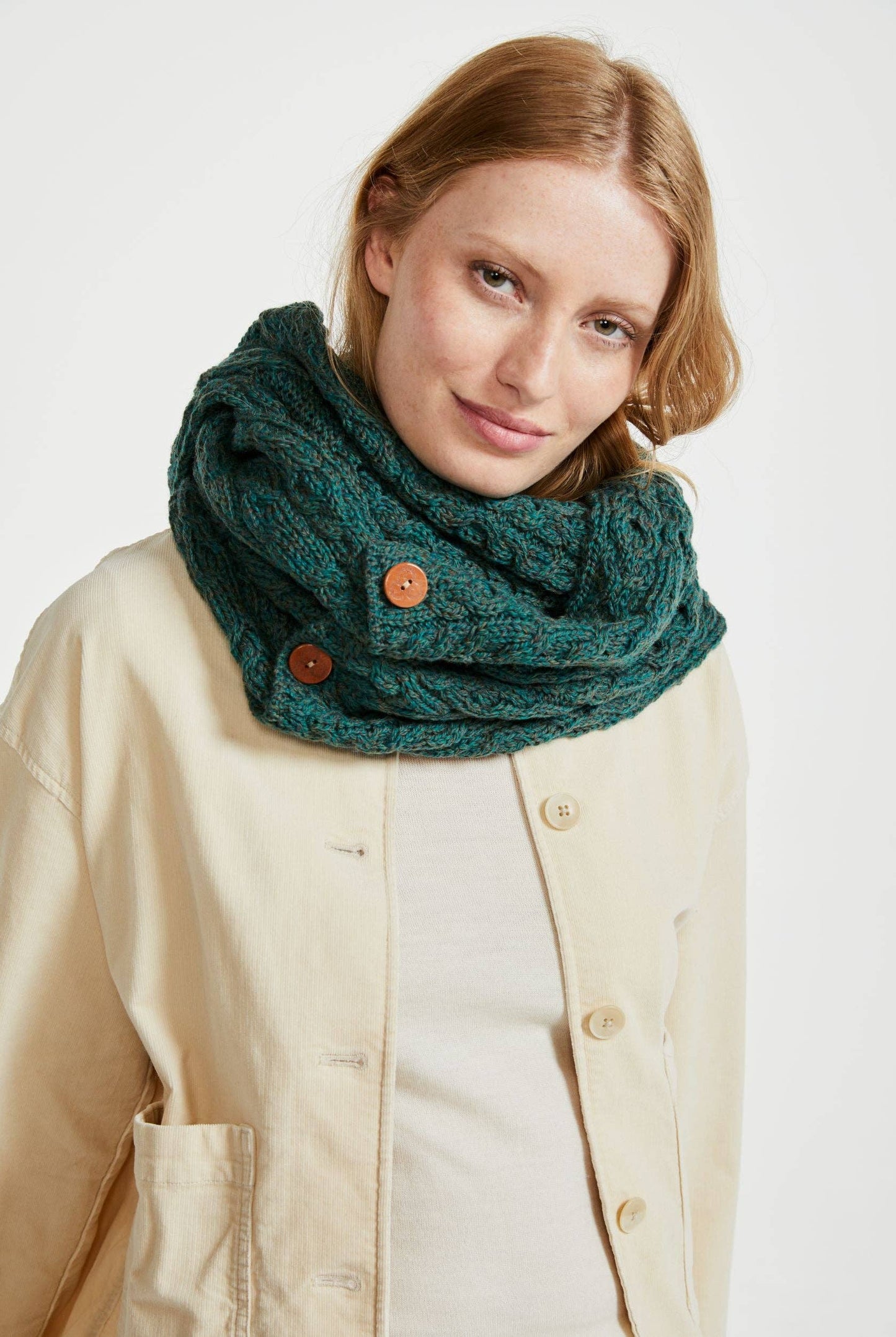 Kilmaine Aran Snood Scarf with Buttons