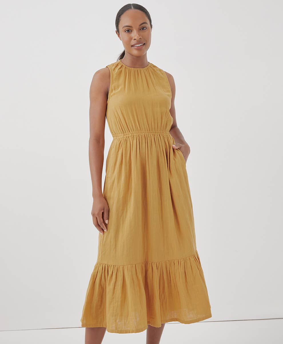 Coastal Double Gauze Cutout Midi Dress