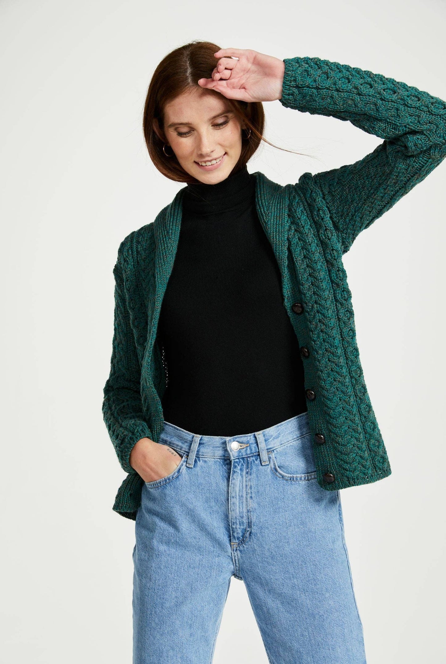 Tourmakeady Shawl Collar Aran Cardigan