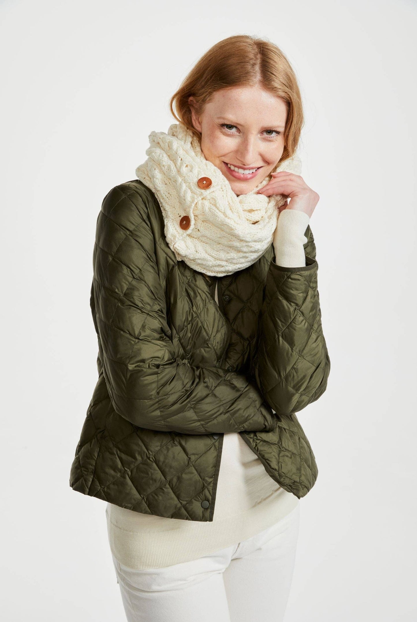 Kilmaine Aran Snood Scarf with Buttons