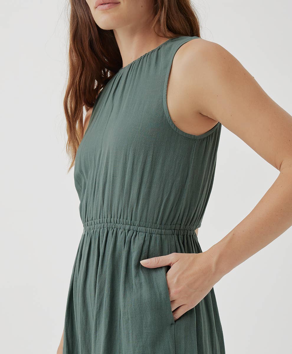 Coastal Double Gauze Cutout Midi Dress