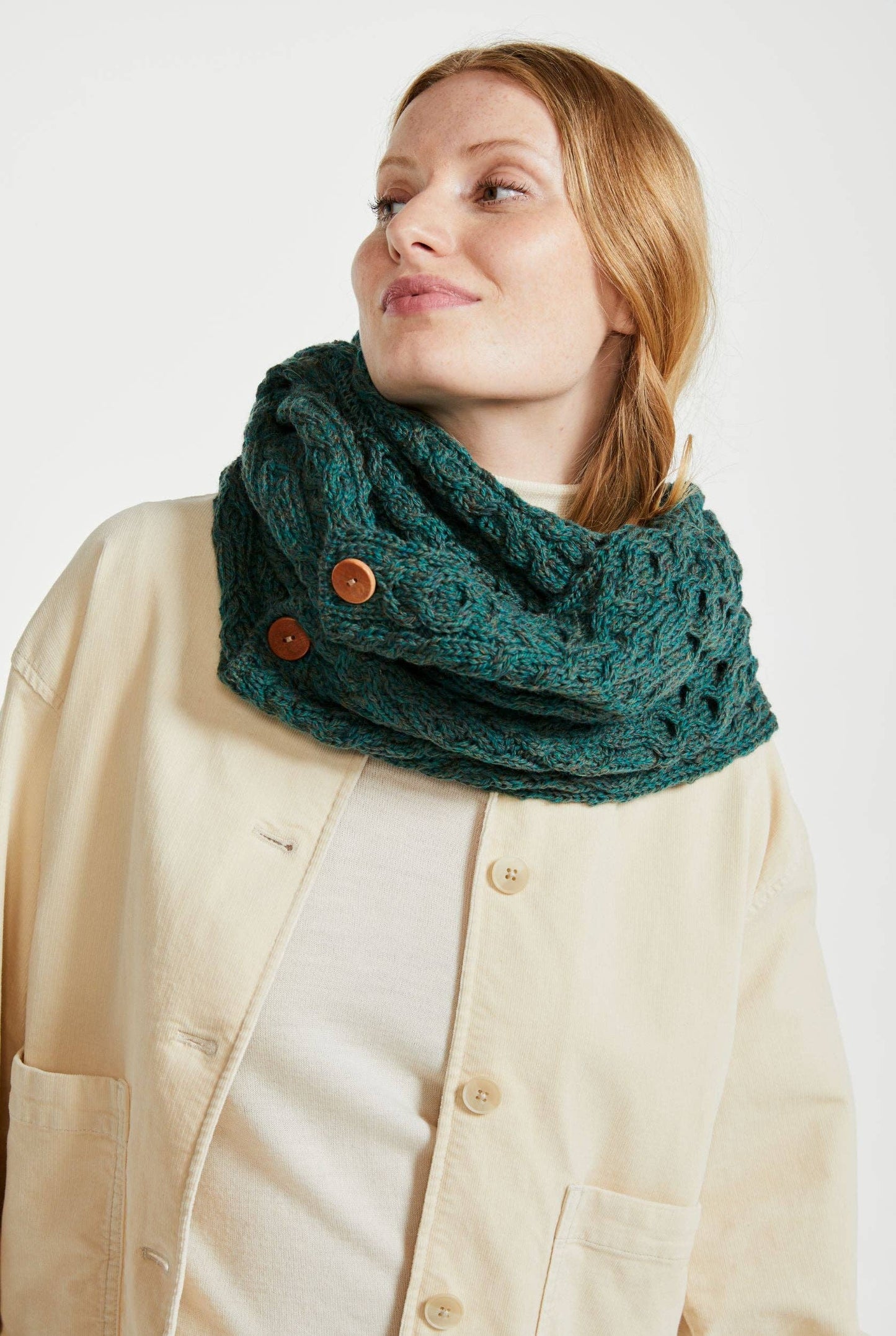 Kilmaine Aran Snood Scarf with Buttons