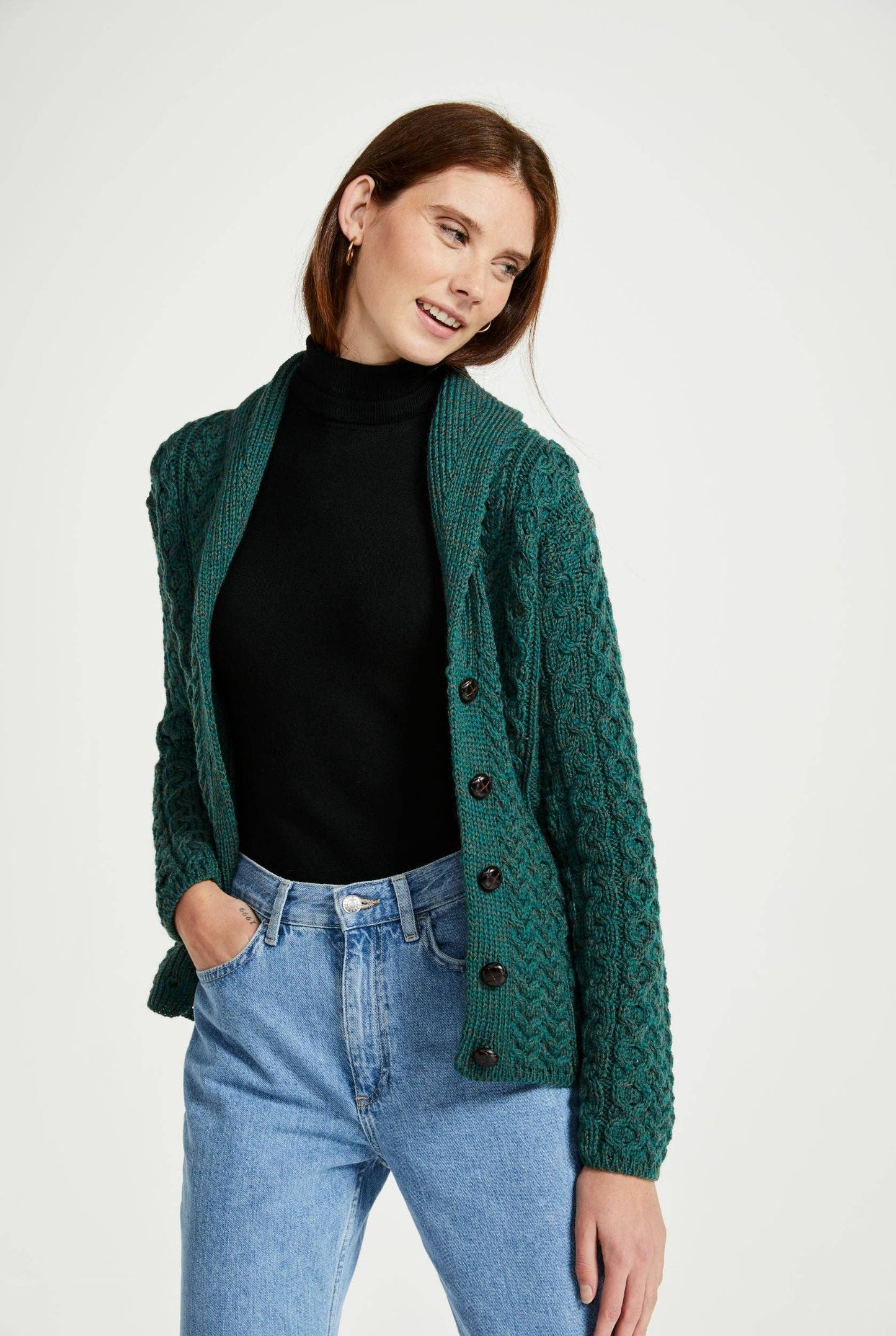 Tourmakeady Shawl Collar Aran Cardigan
