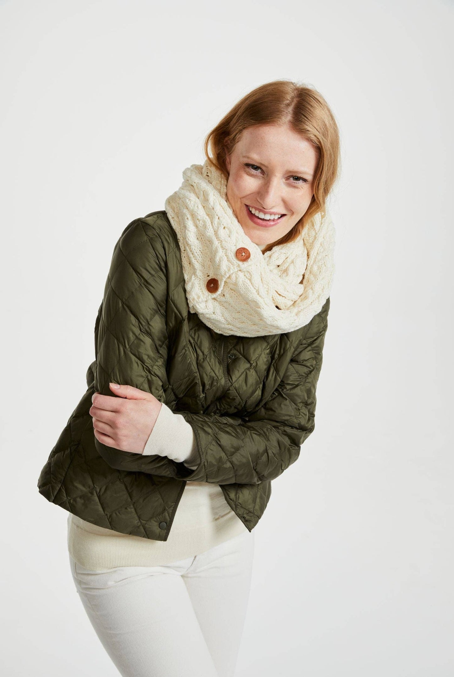 Kilmaine Aran Snood Scarf with Buttons