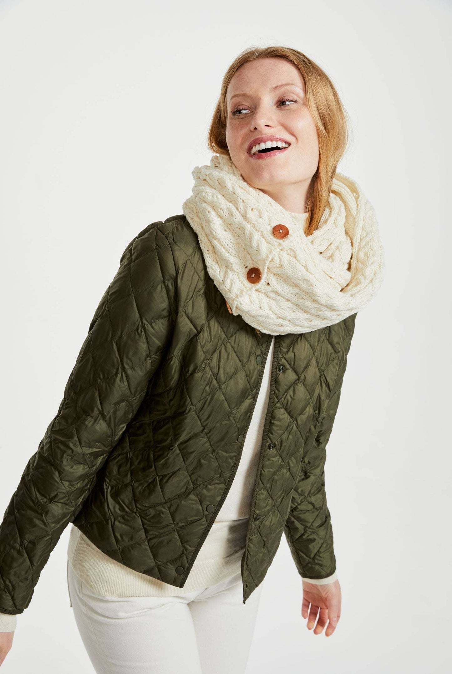 Kilmaine Aran Snood Scarf with Buttons