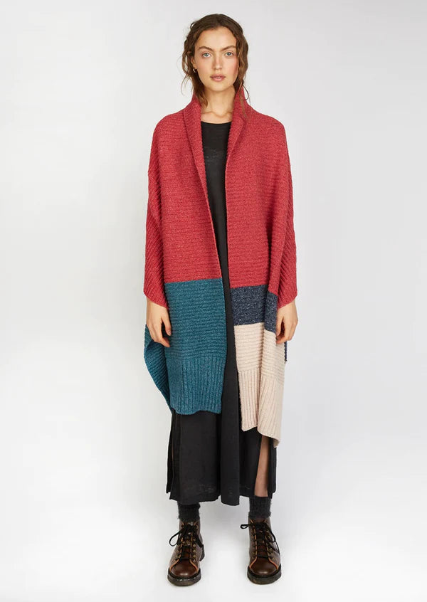 Knitted 'Elder' Contrast Panel Wrap