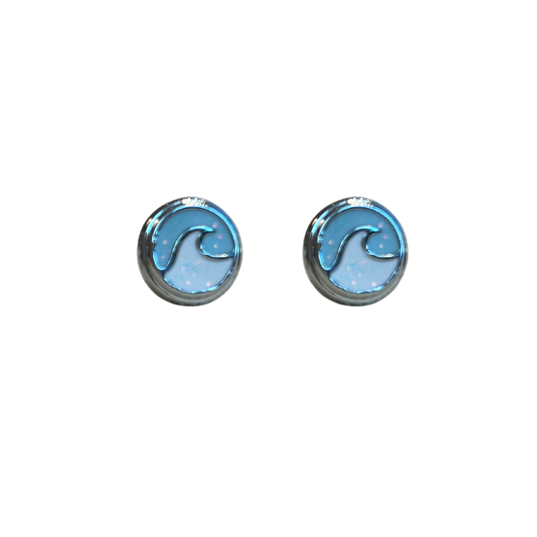 Opal Enamel Wave Stud Earrings
