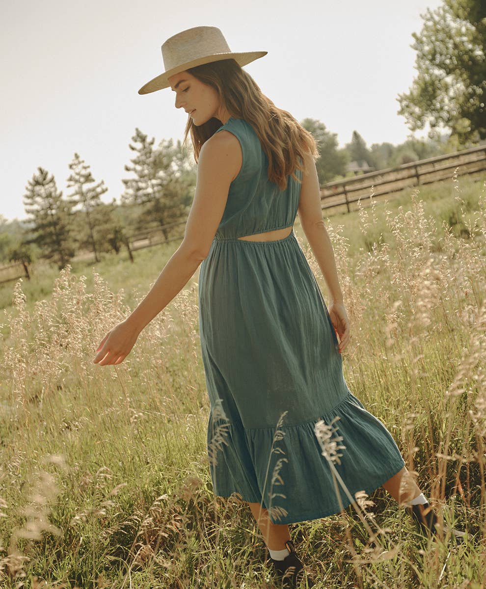 Coastal Double Gauze Cutout Midi Dress