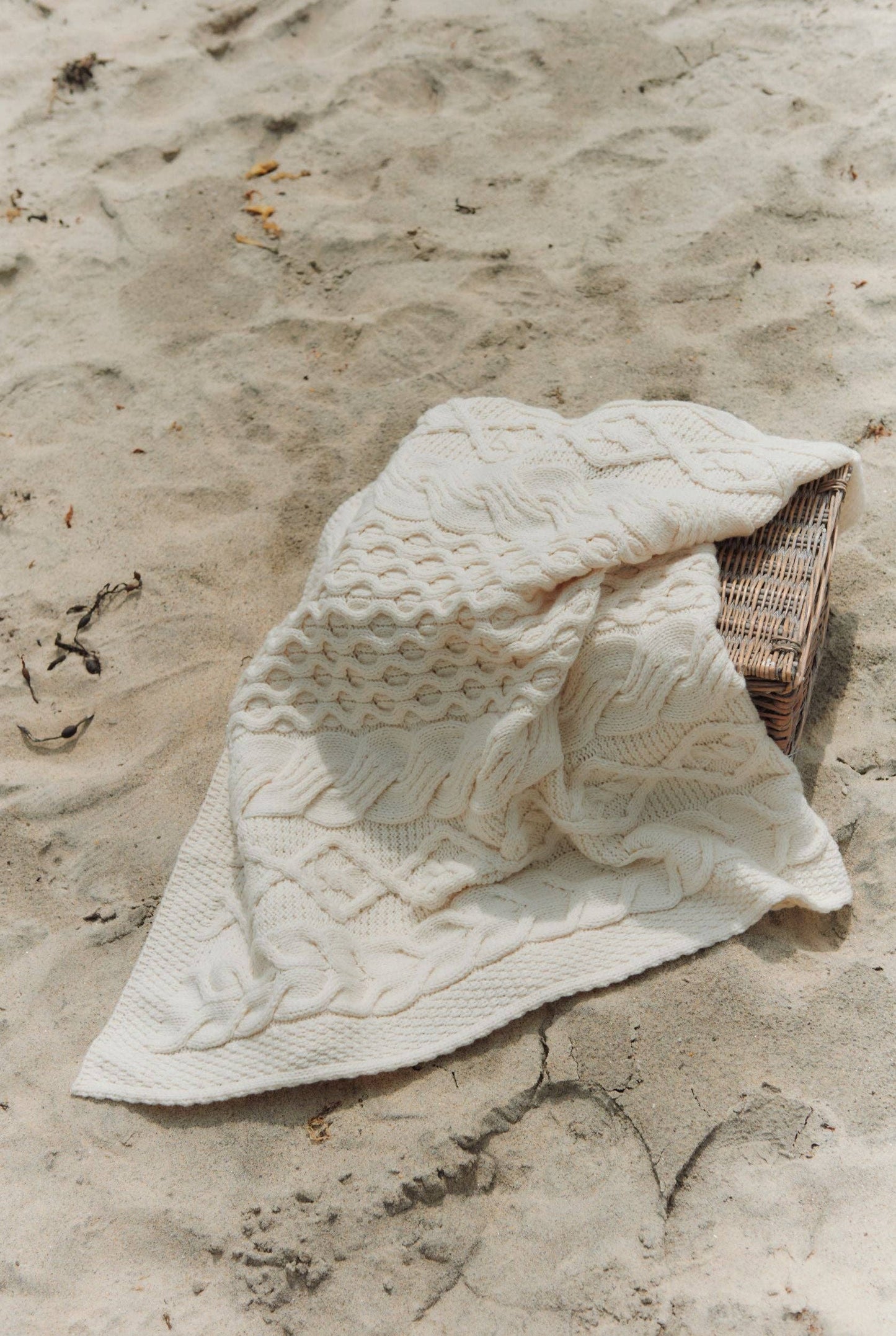 Dugort Honey, Diamond & Cable Aran Blanket