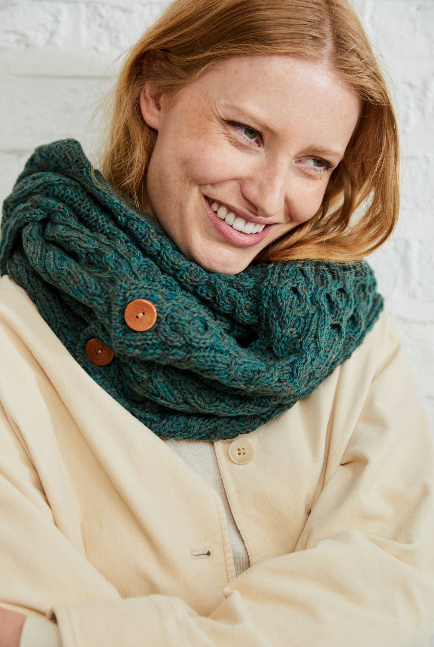Kilmaine Aran Snood Scarf with Buttons