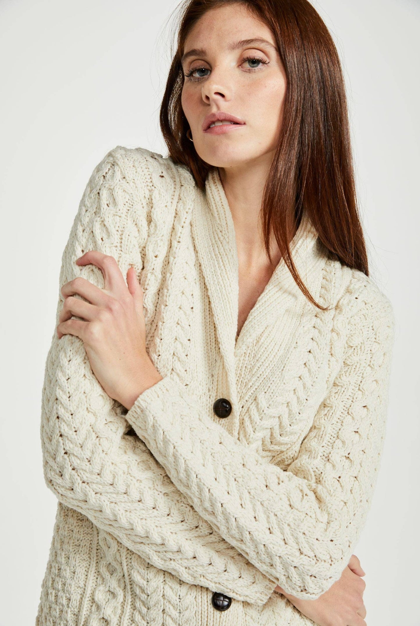 Tourmakeady Shawl Collar Aran Cardigan