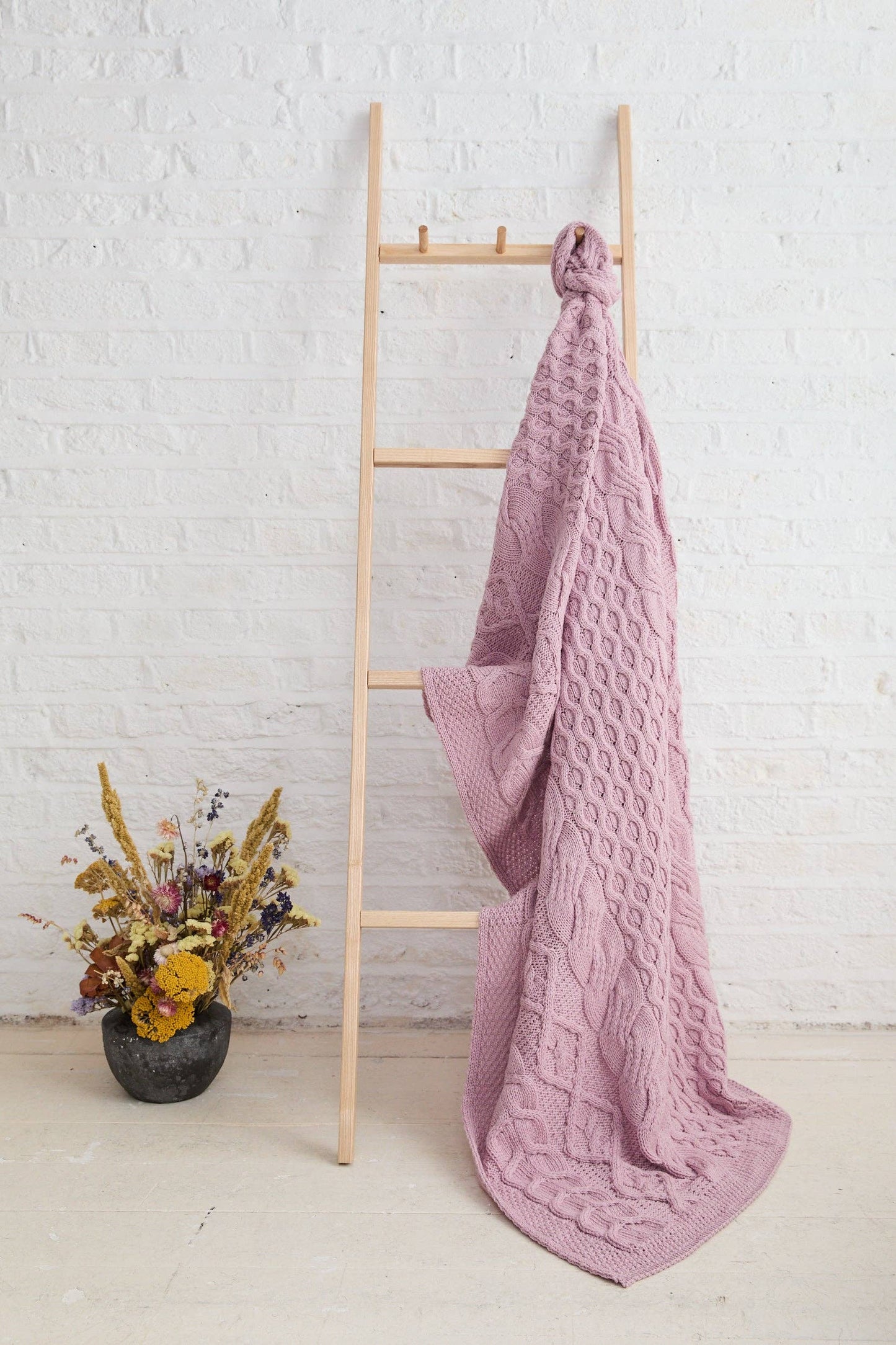 Dugort Honey, Diamond & Cable Aran Blanket