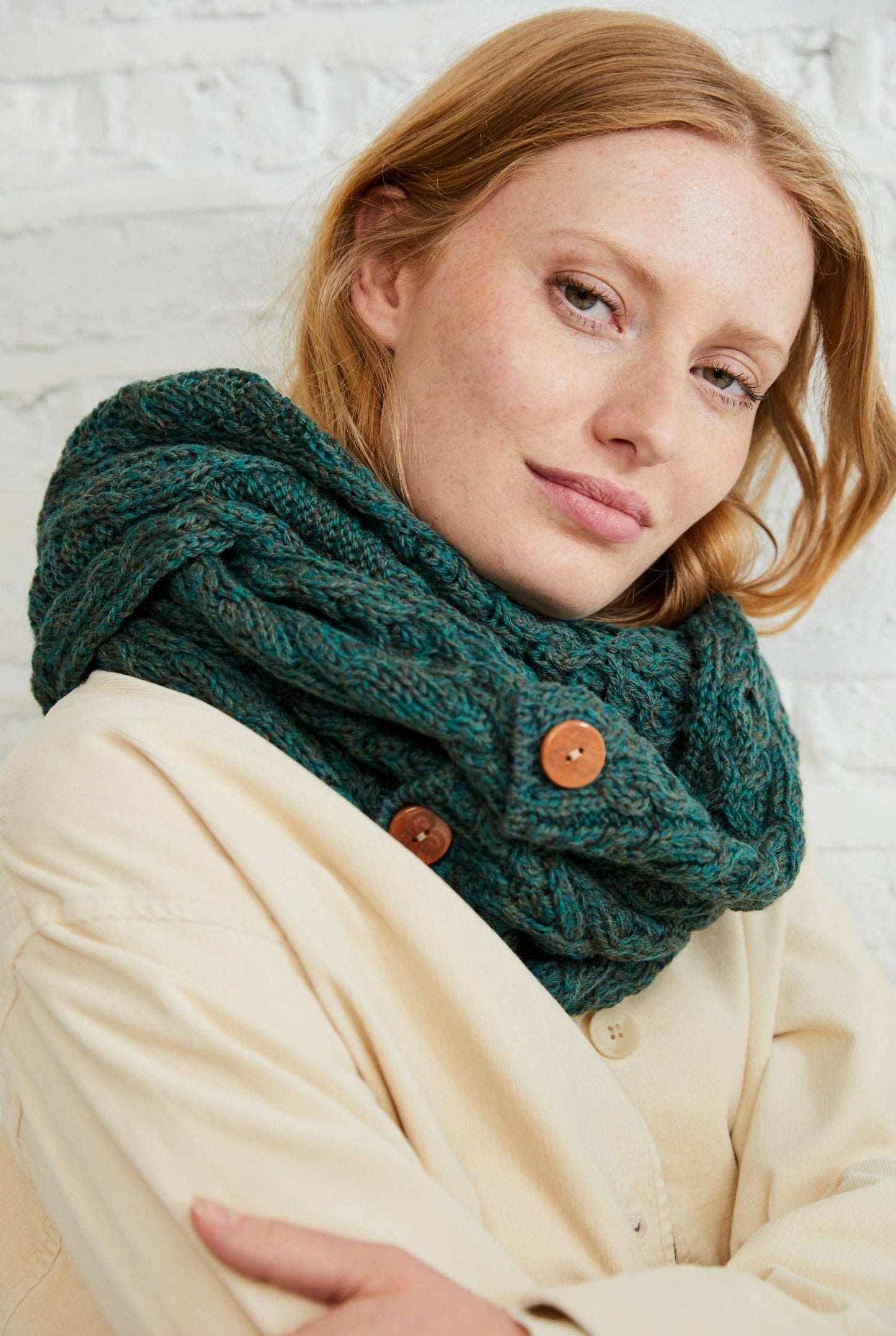 Kilmaine Aran Snood Scarf with Buttons