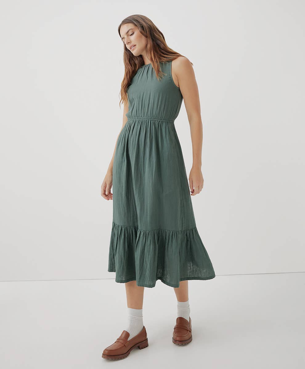 Coastal Double Gauze Cutout Midi Dress