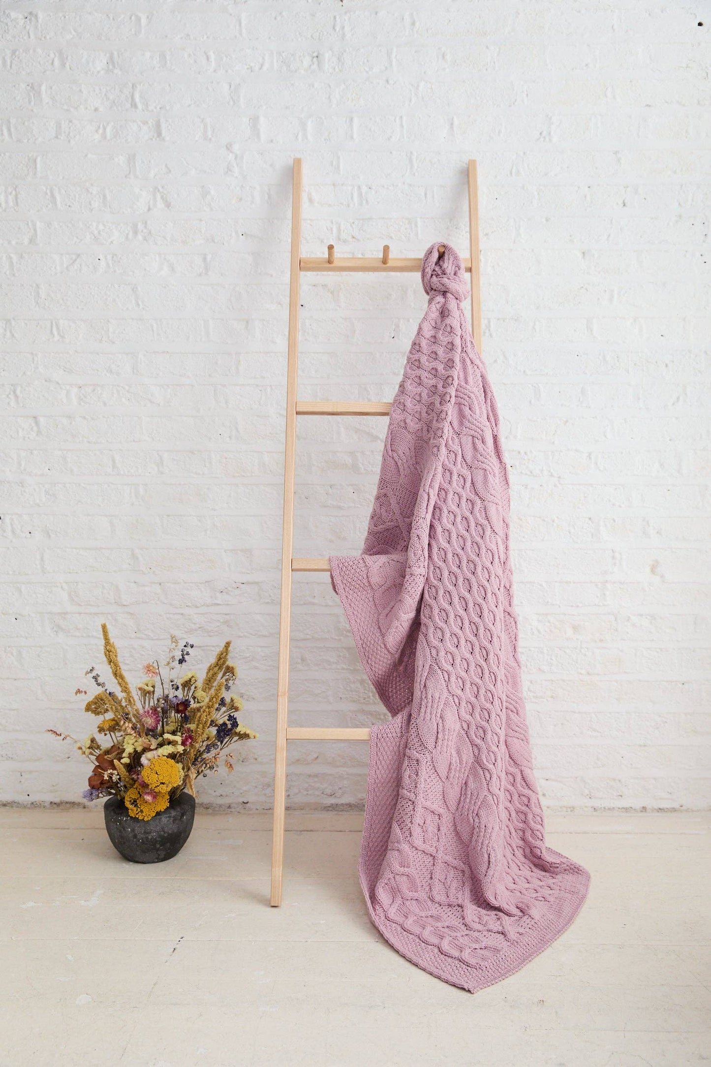 Dugort Honey, Diamond & Cable Aran Blanket
