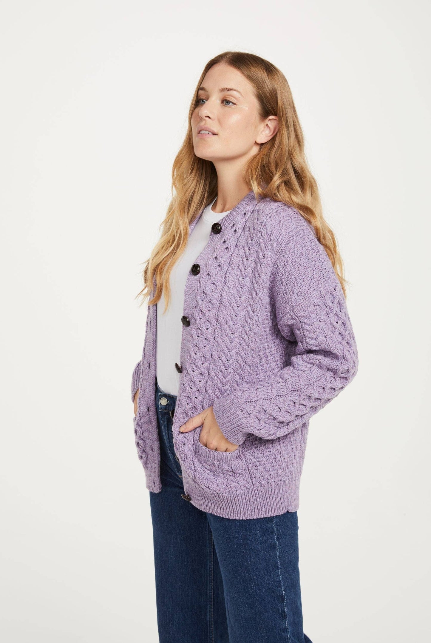Achill Island Ladies Merino Aran Cardigan