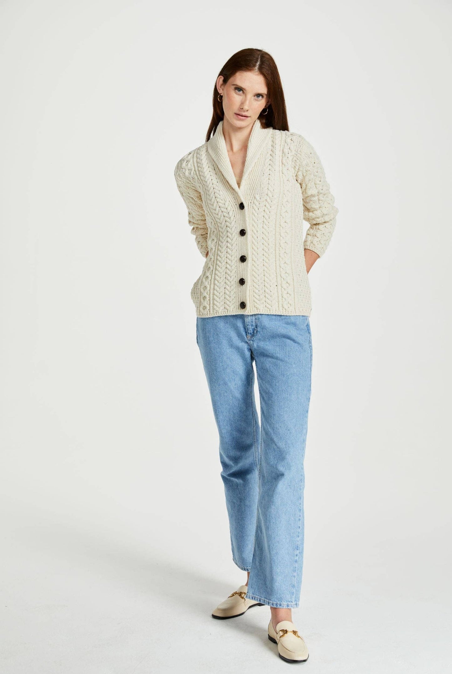 Tourmakeady Shawl Collar Aran Cardigan