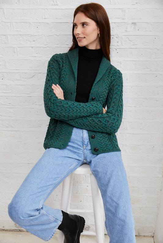 Tourmakeady Shawl Collar Aran Cardigan