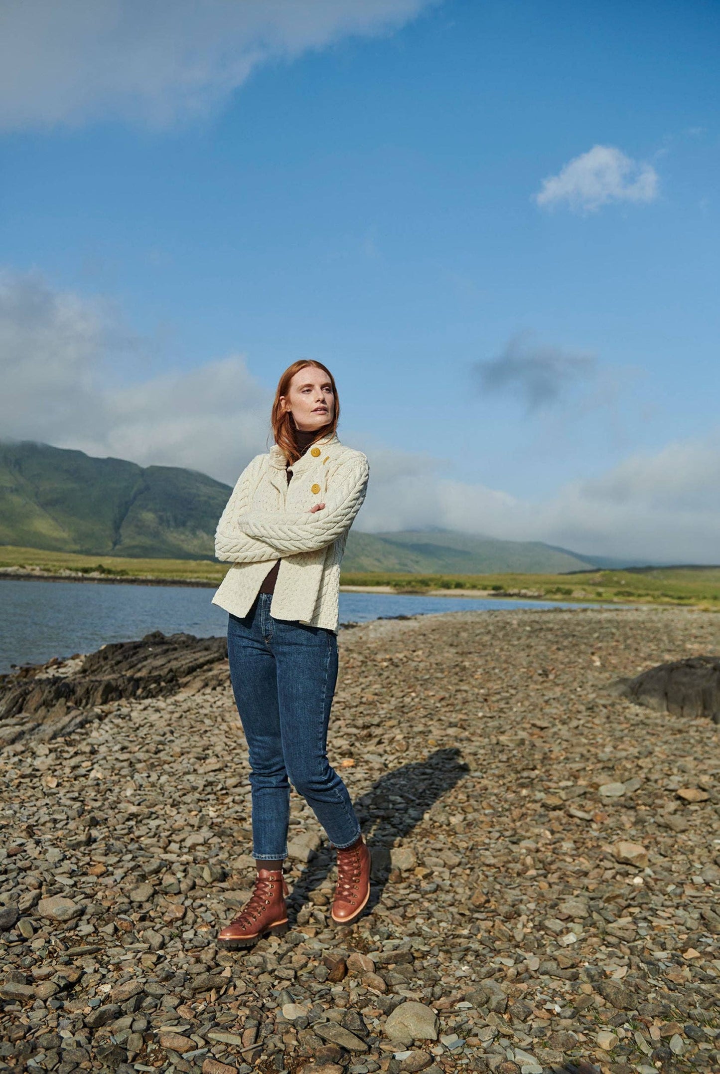 Louisburgh Ladies Cable Aran Cardigan