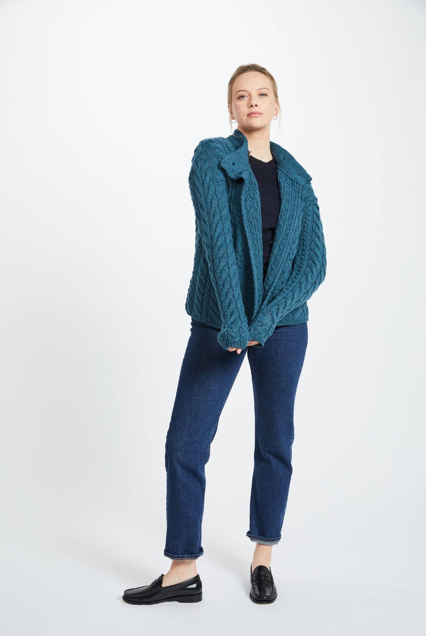 Louisburgh Ladies Cable Aran Cardigan