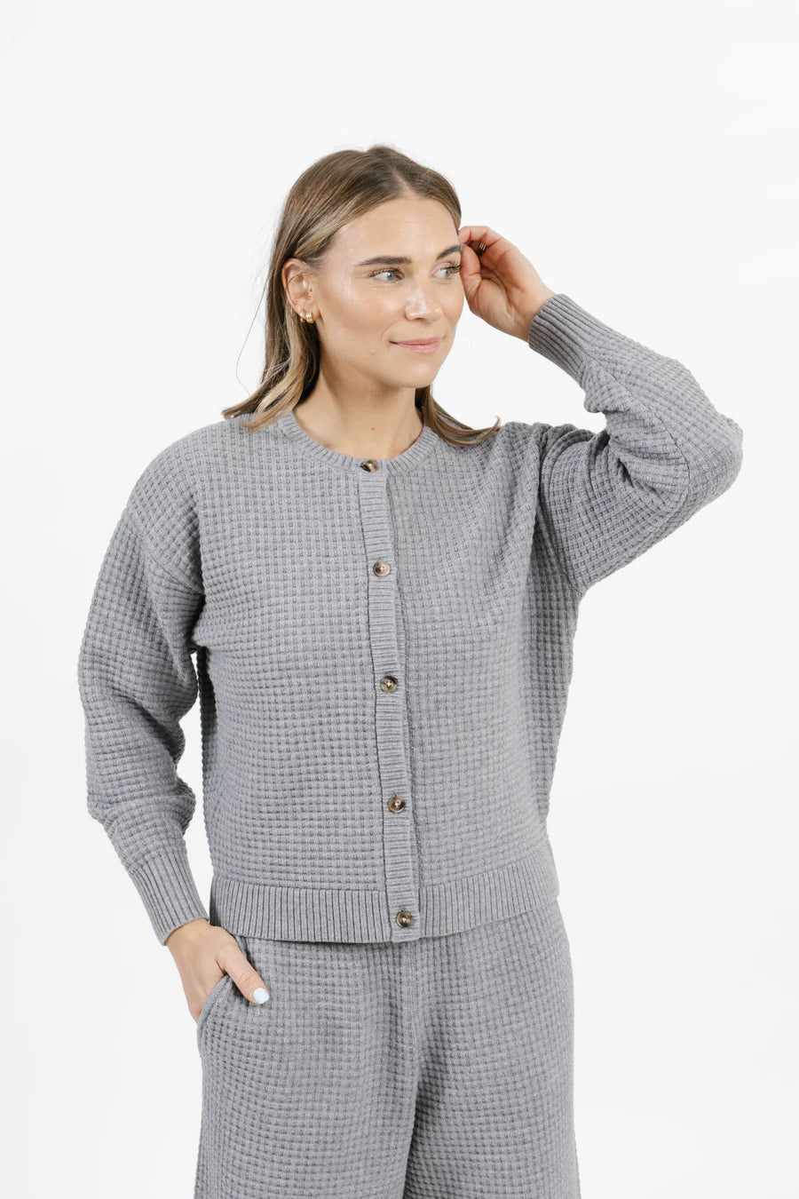 Megan Waffle Cardigan