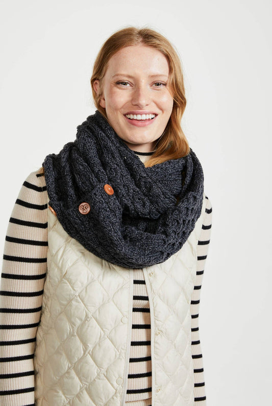 Kilmaine Aran Snood Scarf with Buttons