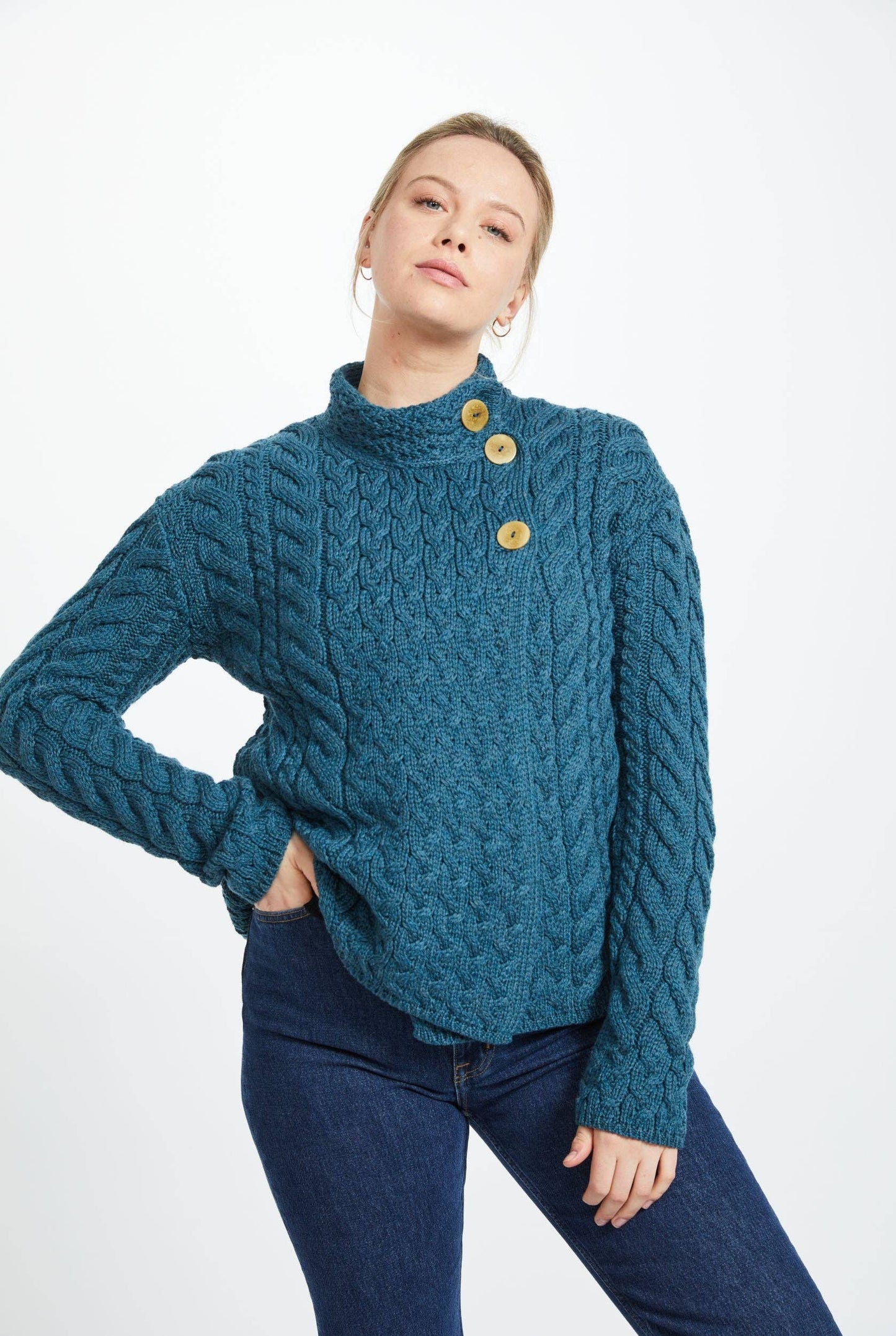 Louisburgh Ladies Cable Aran Cardigan