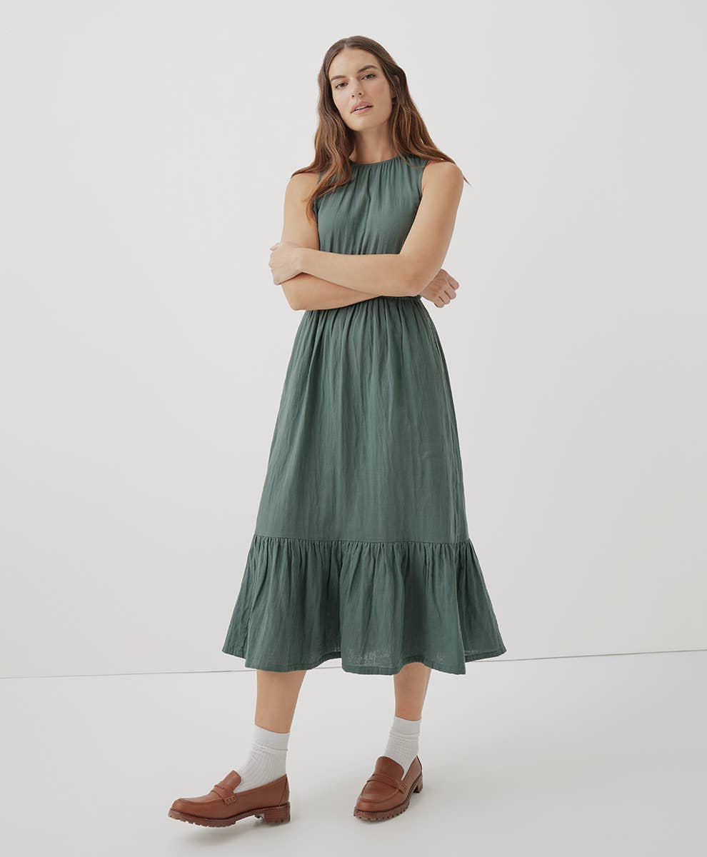 Coastal Double Gauze Cutout Midi Dress