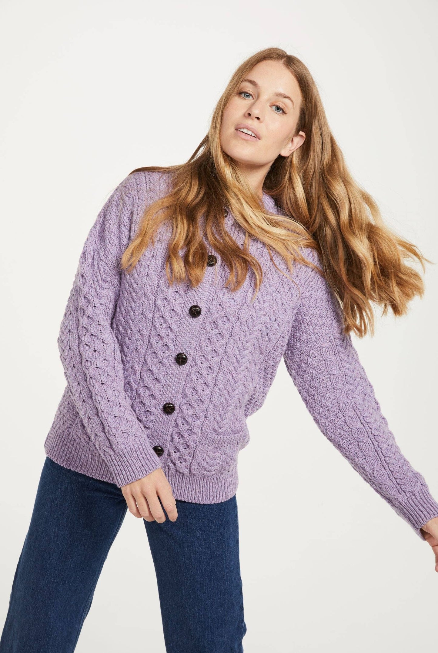 Achill Island Ladies Merino Aran Cardigan