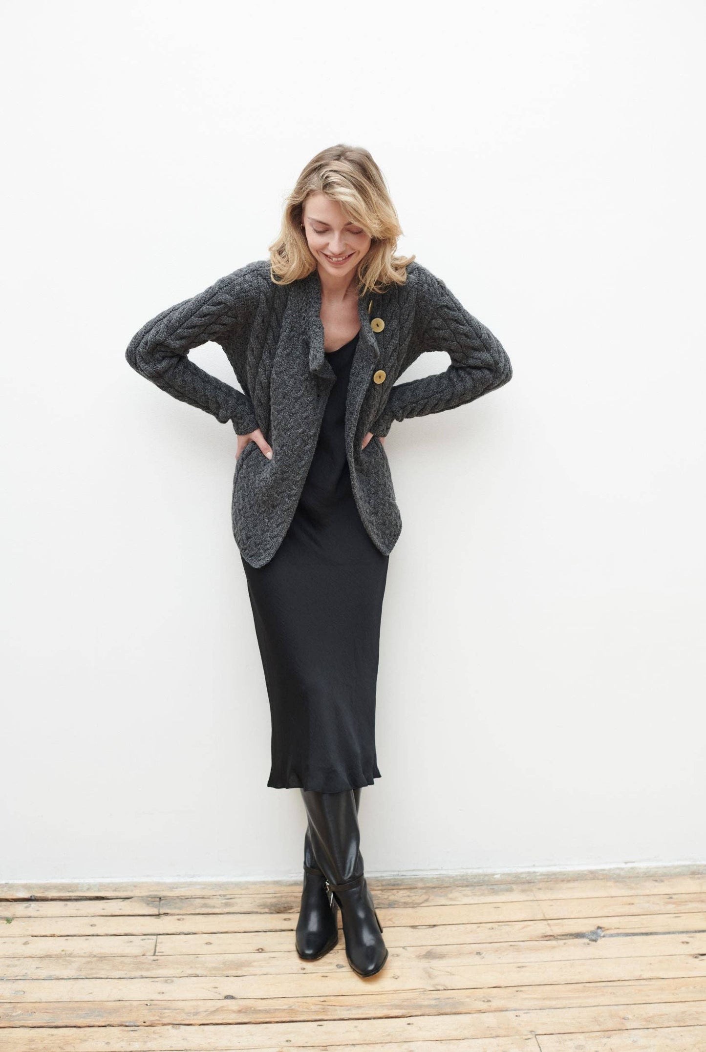 Louisburgh Ladies Cable Aran Cardigan