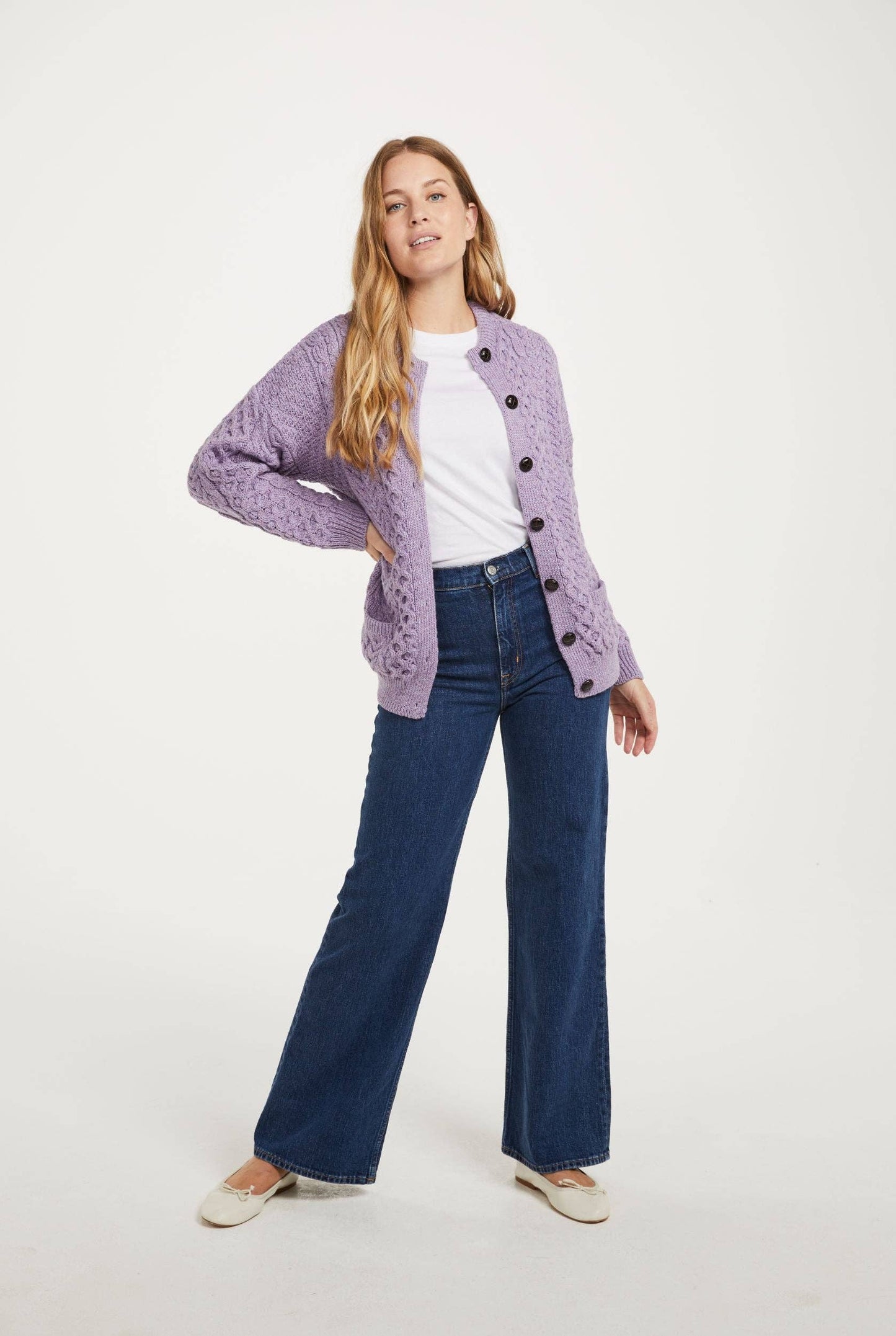 Achill Island Ladies Merino Aran Cardigan