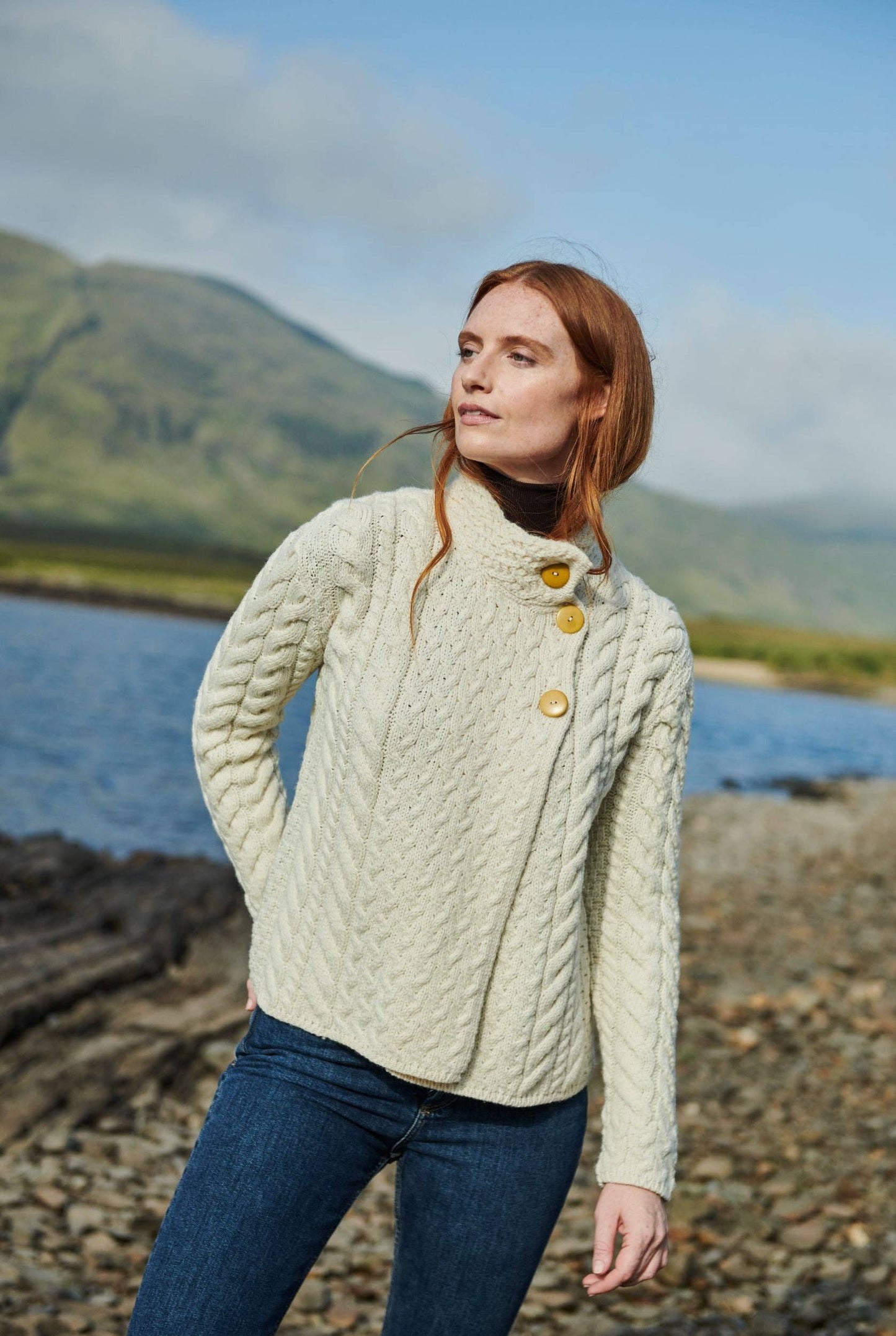 Louisburgh Ladies Cable Aran Cardigan