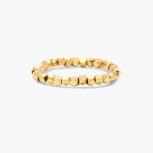 Faceted Gold Bead Stretch Ring