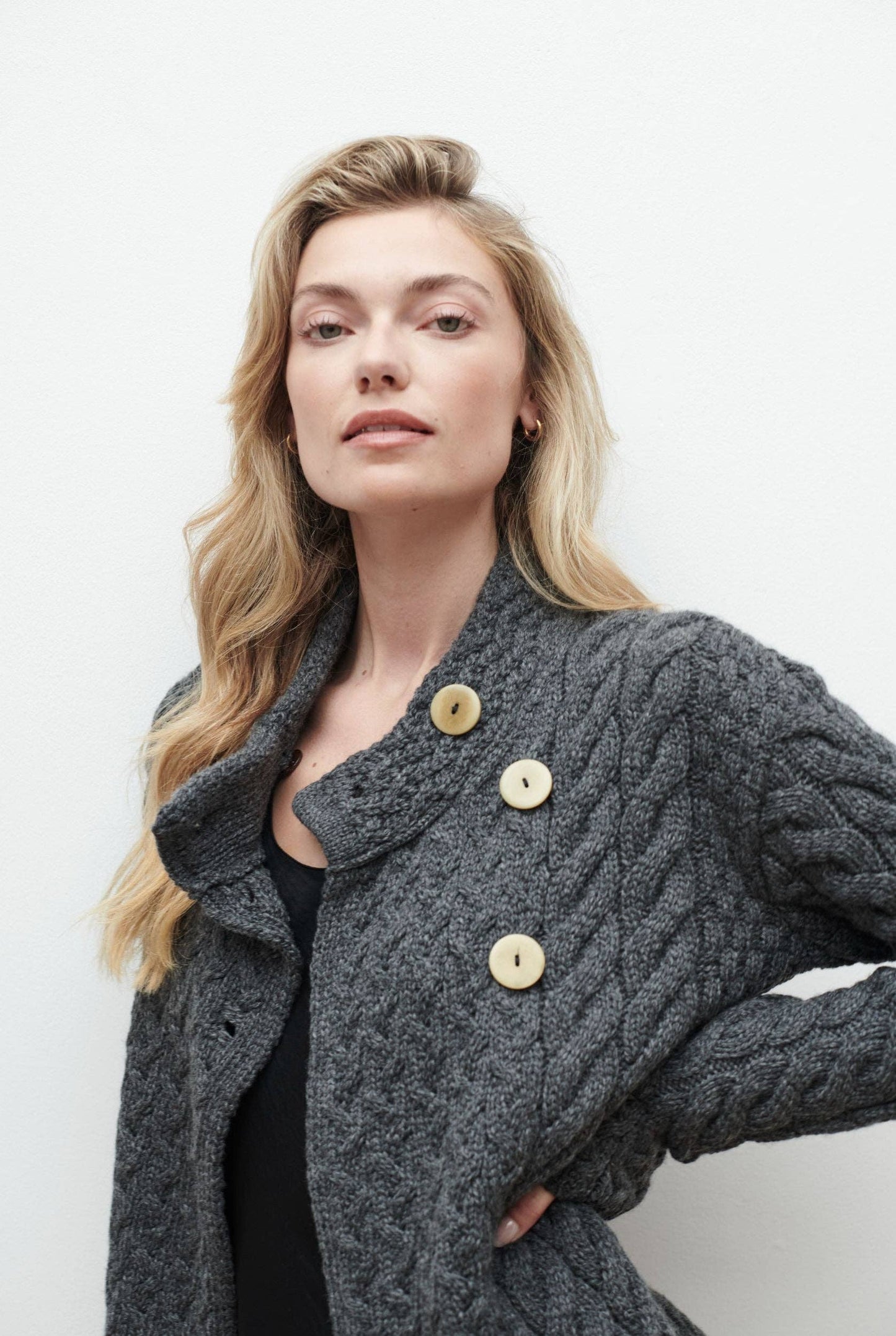 Louisburgh Ladies Cable Aran Cardigan