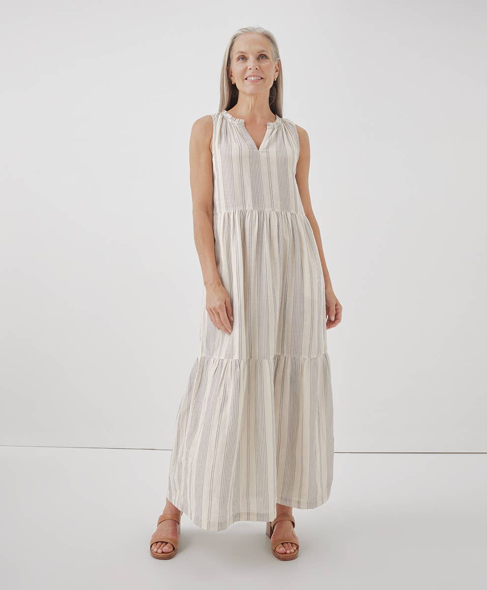 Coastal Double Gauze Ruffle Maxi Dress