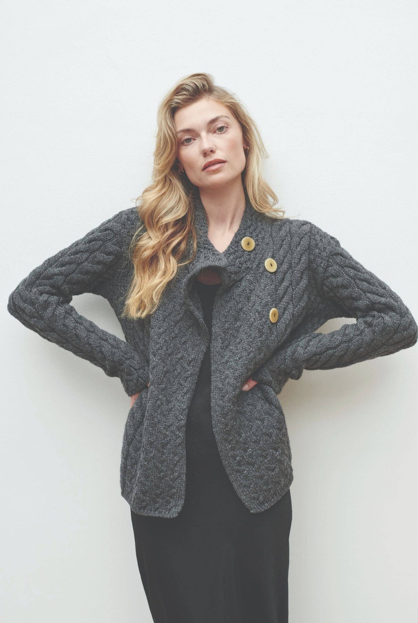 Louisburgh Ladies Cable Aran Cardigan