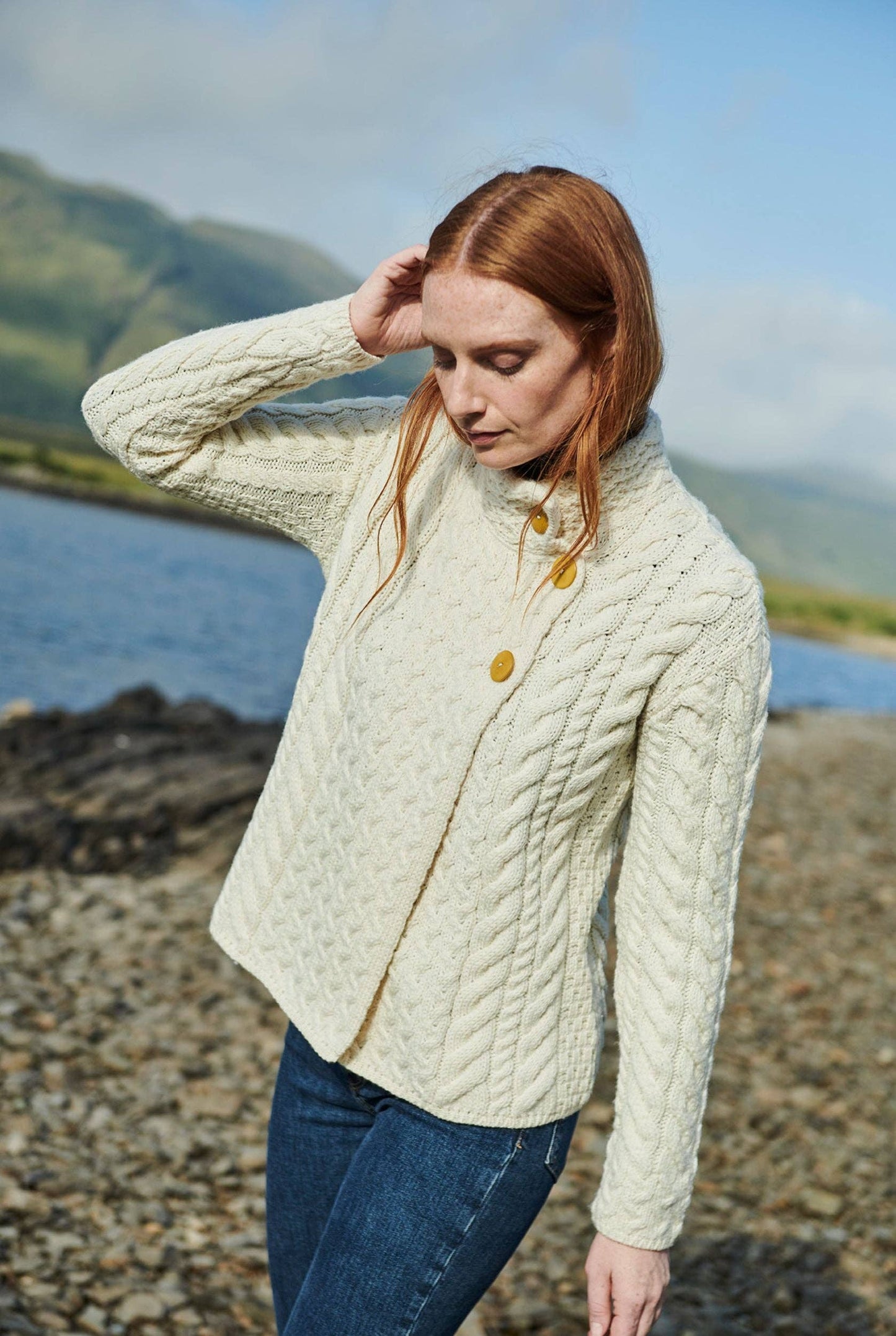 Louisburgh Ladies Cable Aran Cardigan