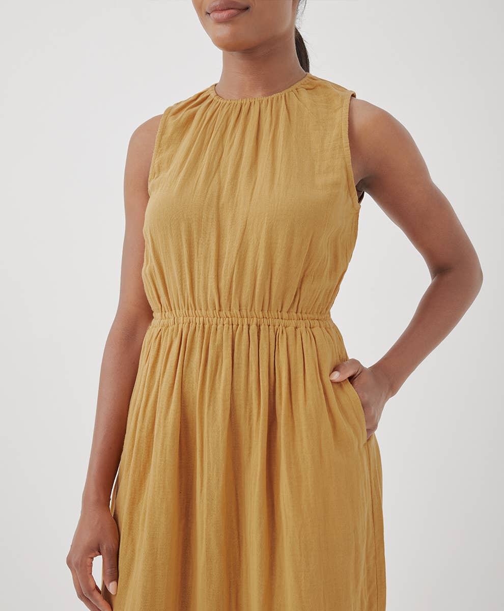 Coastal Double Gauze Cutout Midi Dress