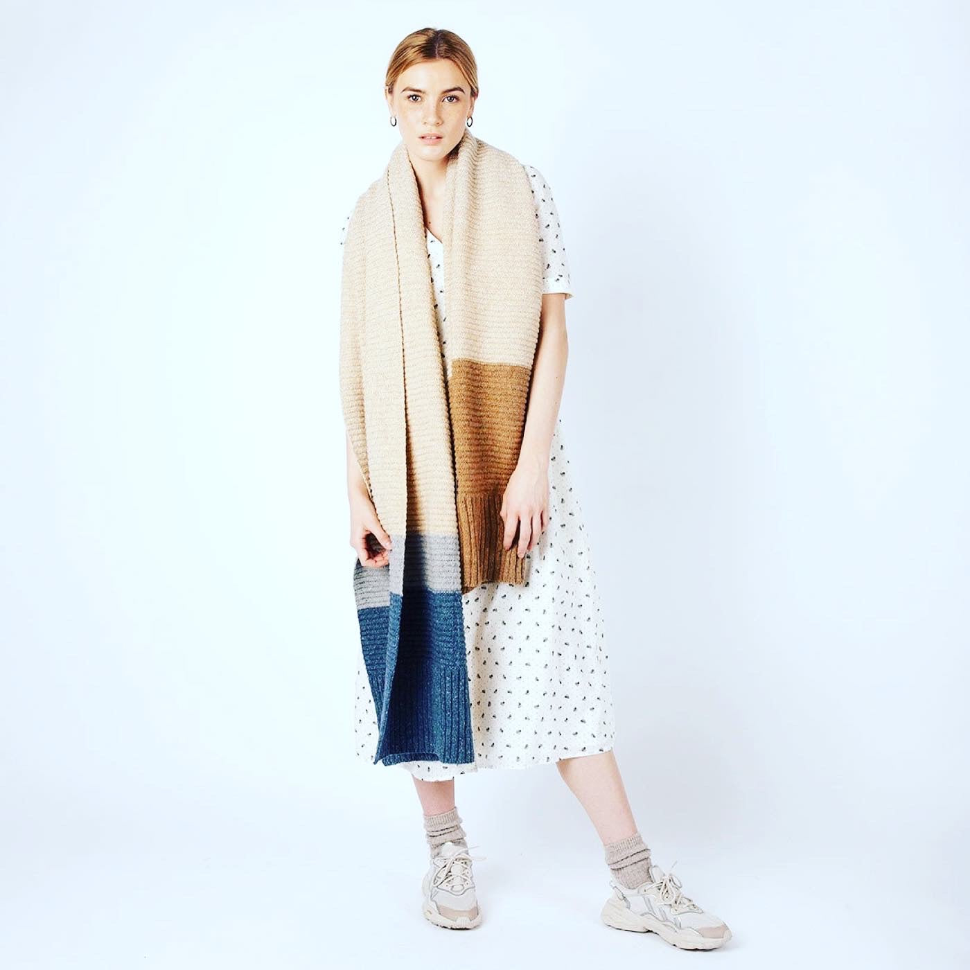 Knitted 'Elder' Contrast Panel Wrap